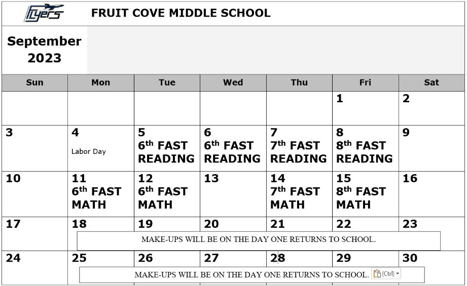 Testing Information Fruit Cove Middle School